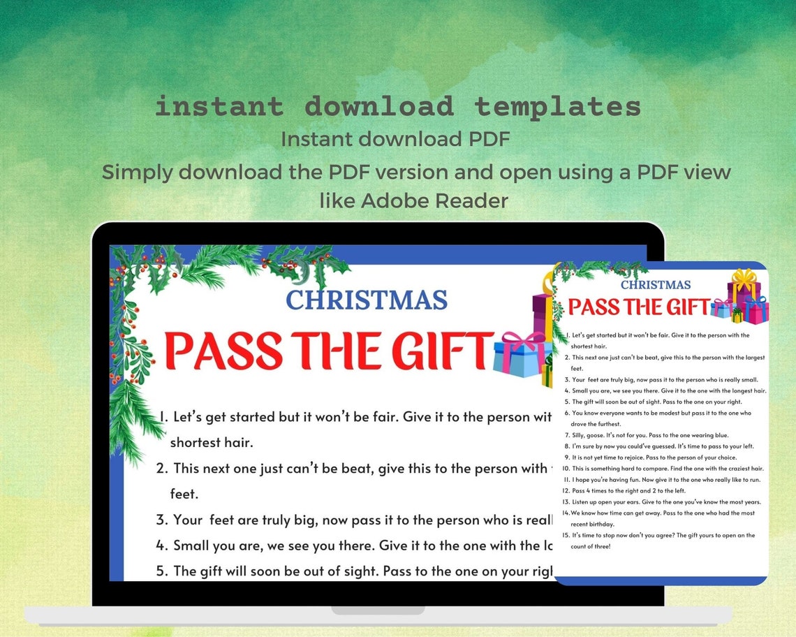 Christmas Pass the Gift Game Printable | Christmas Games | Family Games ...