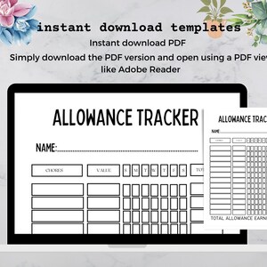 Allowance Tracker for Kids - Printable Weekly Allowance Chore Chart ...