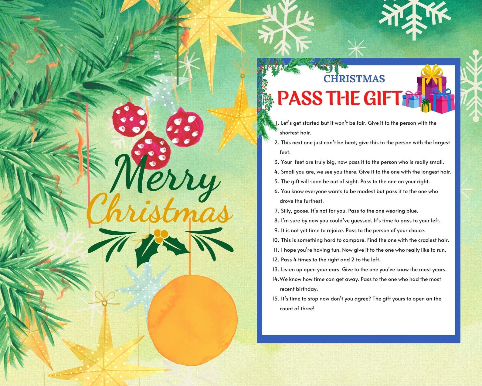 Christmas Pass the Gift Game Printable Christmas Games Family Games