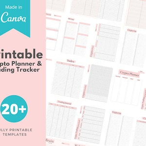 Blush Pink Crypto Planner Bundle, Tracker de trading imprimable, Trading hebdomadaire, Crypto Tracker, Plan de stratégie de trading et Journal, Plan de crypto