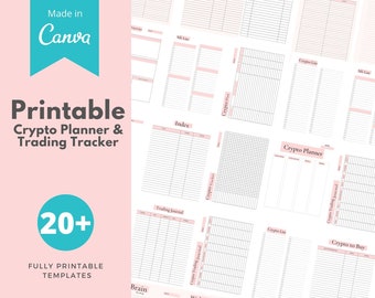 Blush Pink Crypto Planner Bundle, Trading Tracker (Printable)