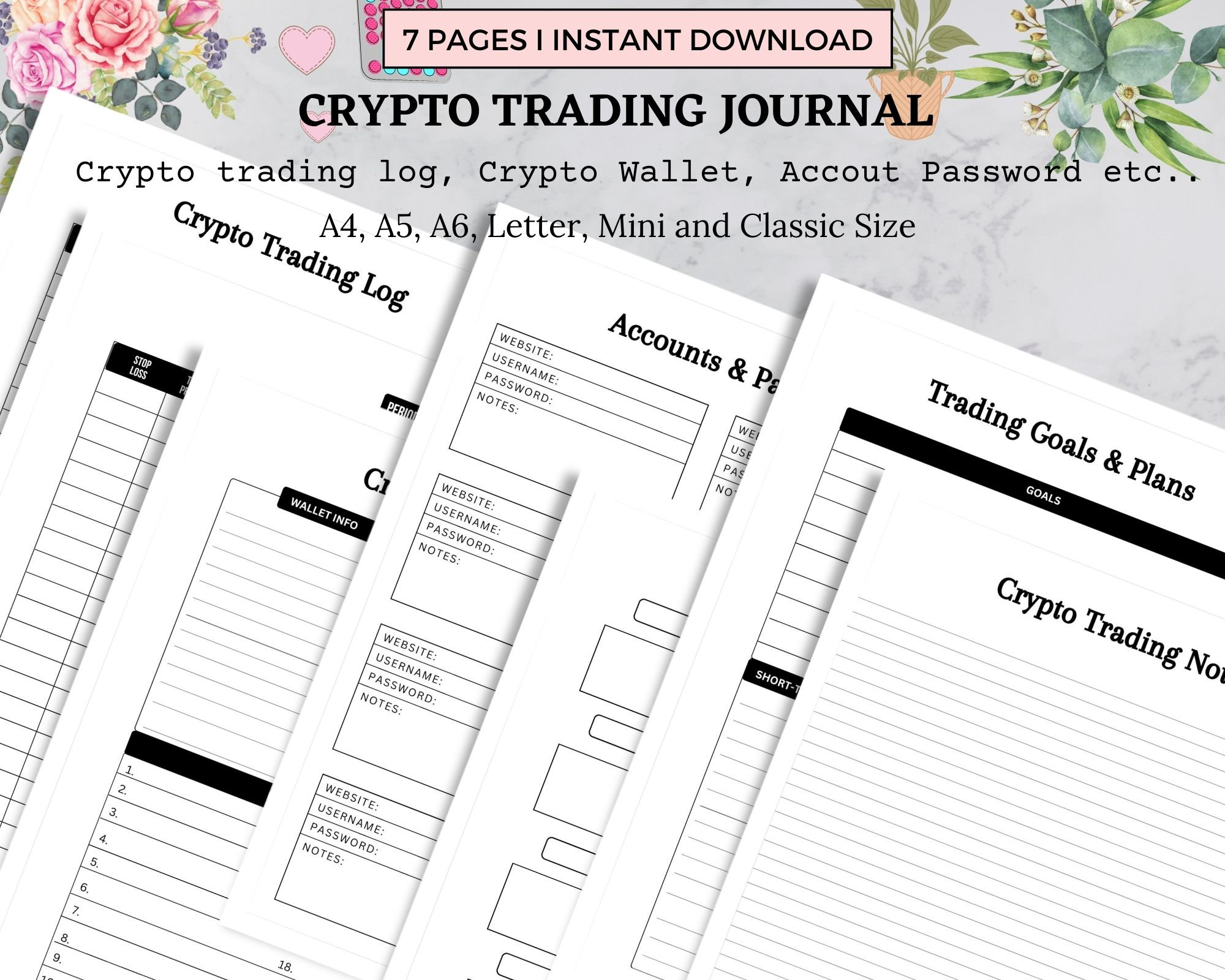 Printable Crypto Trading Journal, Cryptocurrency Purchase Ledger PDF, Crypto  Wallet, Crypto Planner Bundle - Etsy