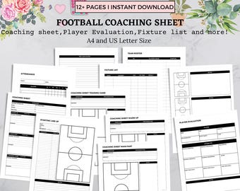 Football Coach Planner, Football Coaching Sheet, Football Planner, Football Practice Plan, Football Player Evaluation, Instant Download