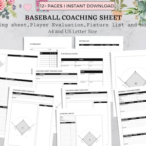 Ultimate Baseball Coach Planner, Baseball Coaching Sheet, Baseball Practice Plan, Baseball Player Evaluation,Baseball Game Day Strategy