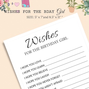 Wünsche für die Geburtstagskind Printable Teen Girl Erwachsene Frau Geburtstag Ideen Ratschläge und Wünsche für ihre Geburtstagsparty Spiele für Frauen