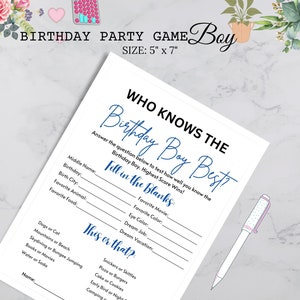 Juegos de fiesta de cumpleaños imprimibles / Quién conoce al cumpleañero Mejor juego / Prueba de cumpleaños / Cumpleañero Trivia / Cumpleañero / Imprimible