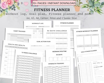 Daily Fitness Tracker | Daily Fitness Workout Planner | Fitness Planner | Workout Tracker | Habit Tracker | Goal Tracker | Routine |PDF