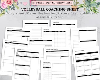 Volleyball Coaching Sheet, Volleyball Coach Planner, Volleyball Practice Plan, Volleyball Player Evaluation, Volleyball Game Day Strategy