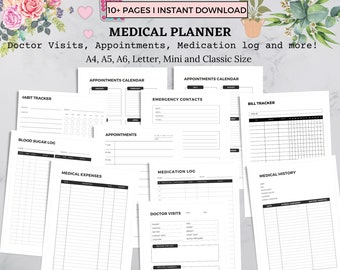 2024 Minimalist Medical Planner | Undated Medical Planner | Medical Printable | Healthcare Planner | Doctor Visits | Medication Tracker