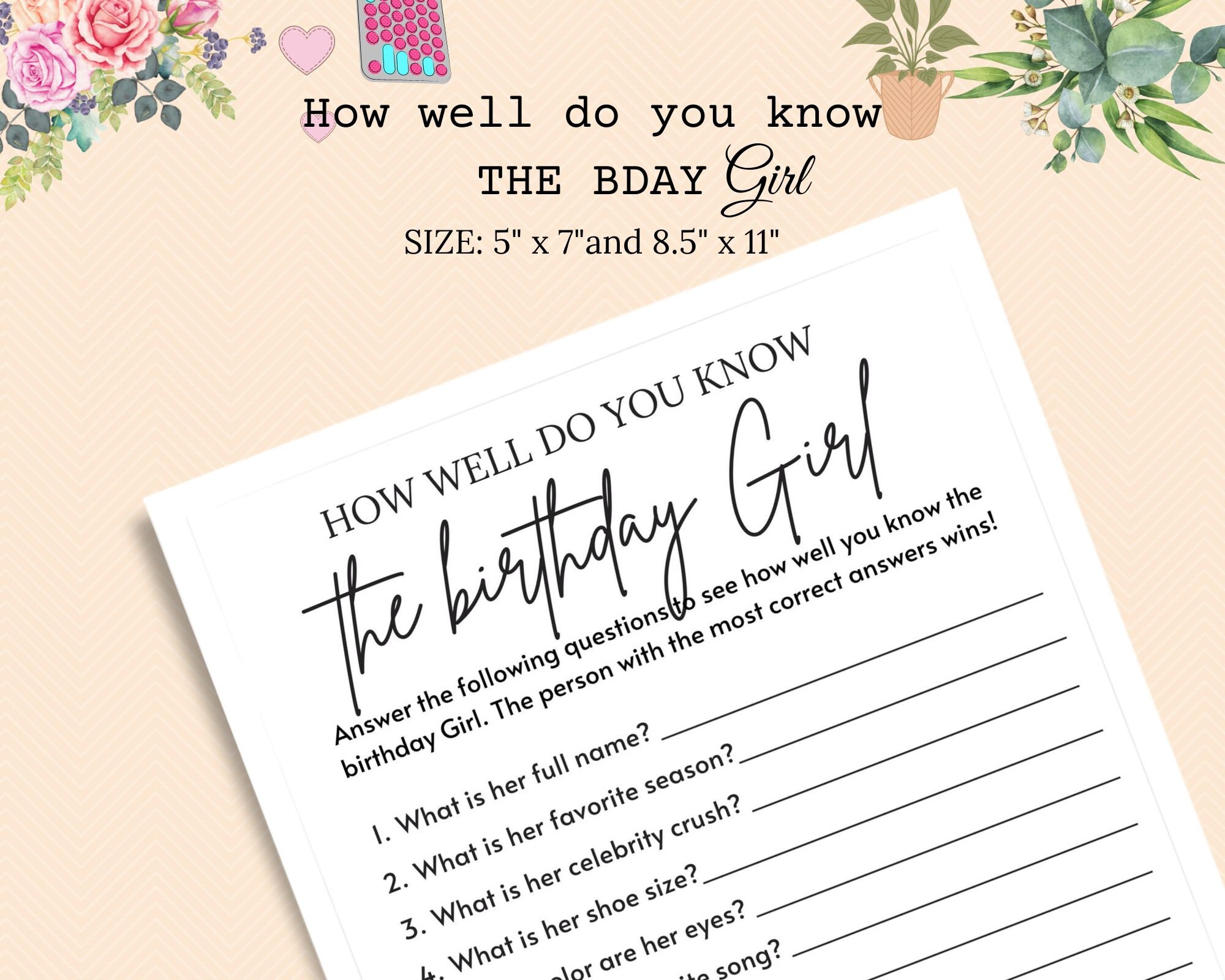 Who Knows The Birthday Girl Best Game Printable How Well Do You Know The Birthday Girl Birthday Trivia Birthday Girl Quiz Birthday Games
