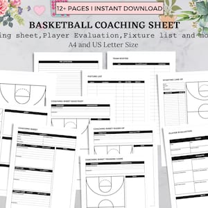 Basketball Coaching Sheet, Basketball Coach Planner, Basketball Practice Plan, Basketball Player Evaluation, Instant Download
