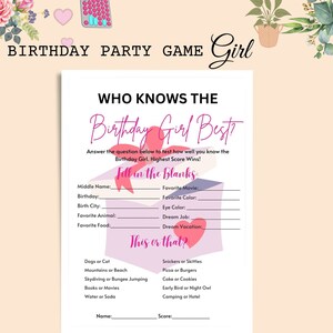 Who Knows The Birthday Girl Best Game | Birthday Party Games Printable  | Birthday Quiz | Birthday Girl Trivia | Birthday Girl | Printable
