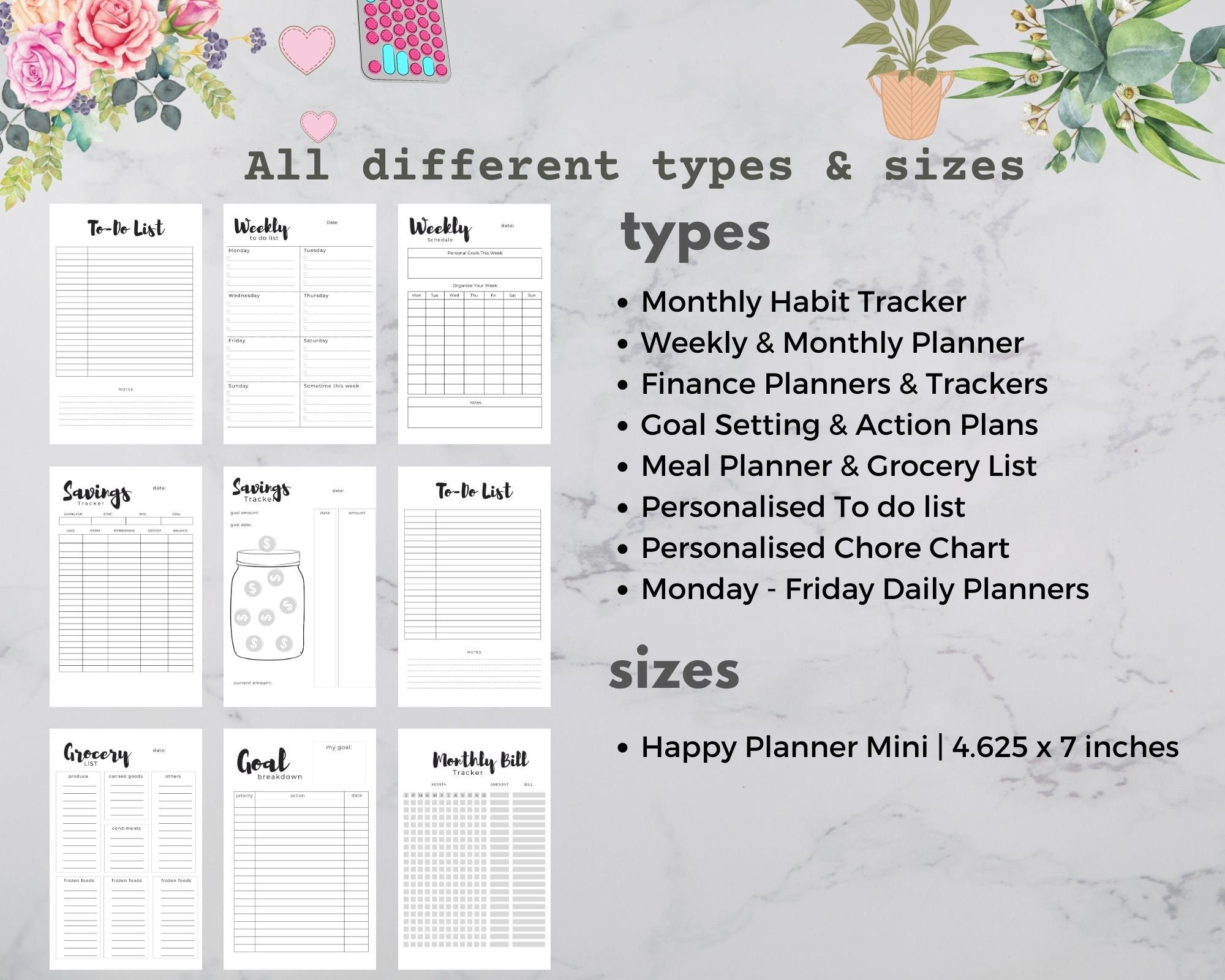 Mini Happy Planner Inserts Bundle, Minimalist Planner (PDF Download) - Etsy