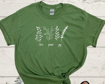 Floral Love Peace Joy T-Shirt – Positive Vibes Graphic Tee