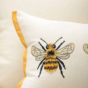 Bee Cushion Embroidered Cover Yellow Countryliving Room - Etsy UK