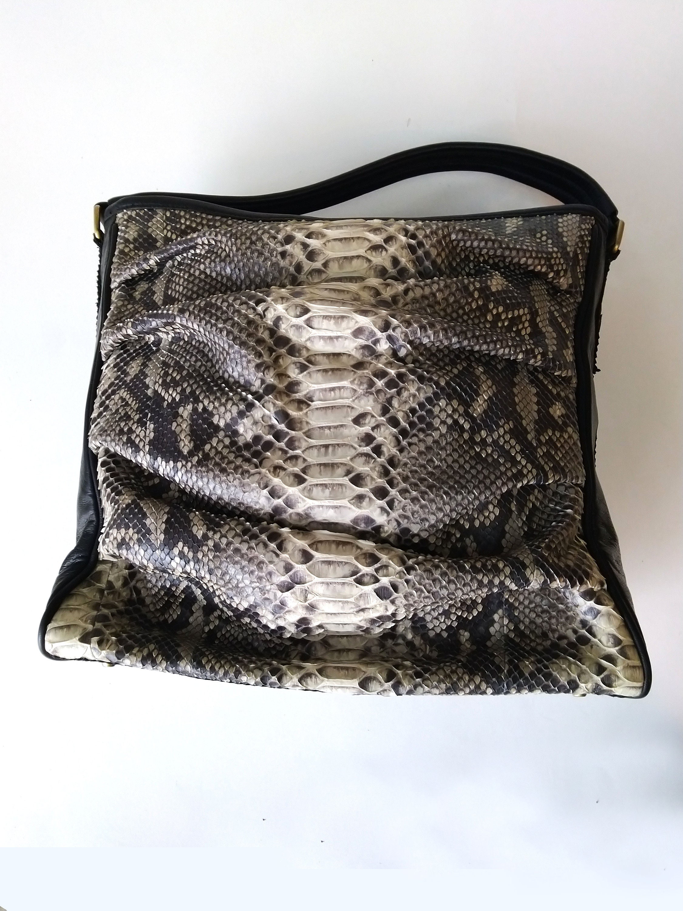 Genuine Python Leather Shoulder Bag Etsy
