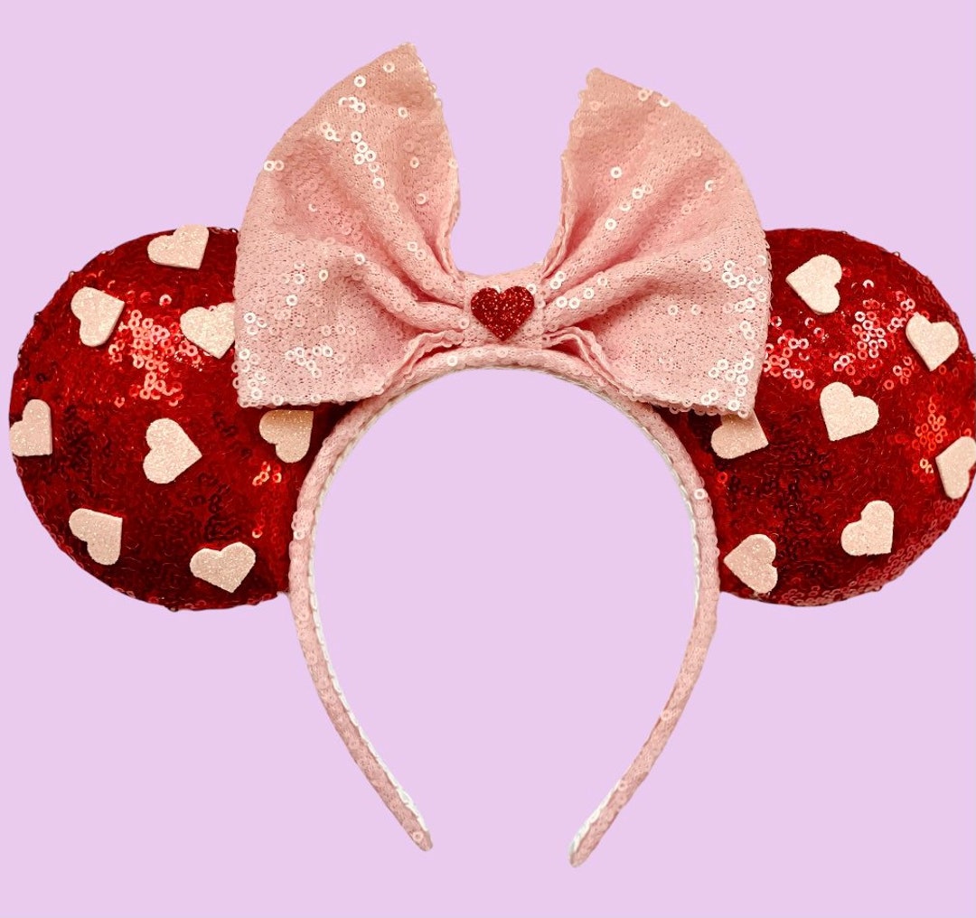 Orejas de Minnie del Día de San Valentín / Orejas Rojas con Lazo Rosa ...
