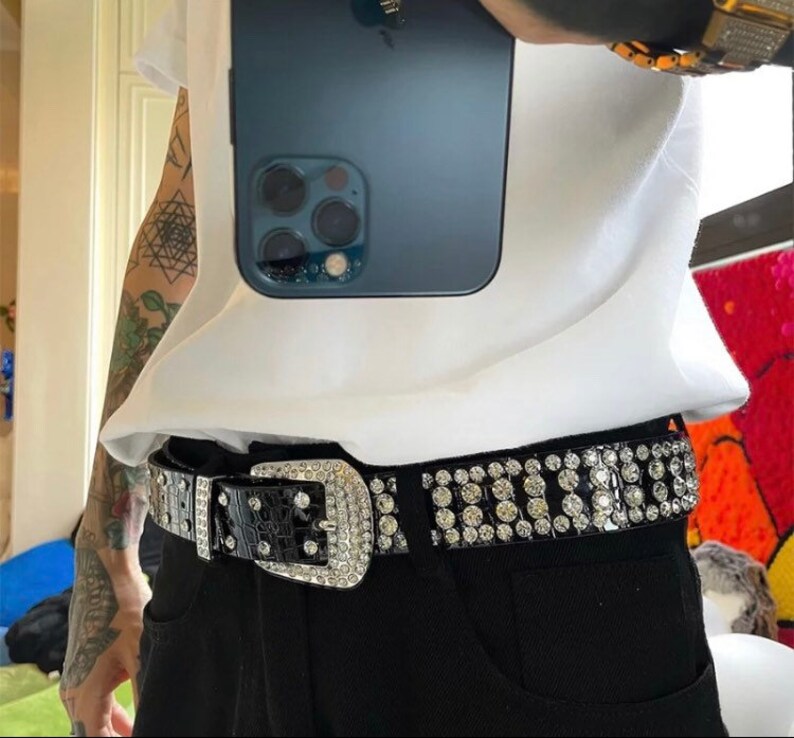 Rhinestone Crystal Harajuku Y2K Unisex Belt 110cm Belt Etsy Finland