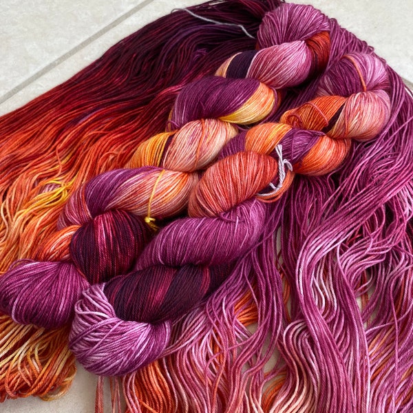 Hand Dyed 4 Ply Yarn |Ready To Ship | Yarn | Superwash | Multi colored| Yarn | fingering yarn | Sock Yarn | Purple| Lighthouse!