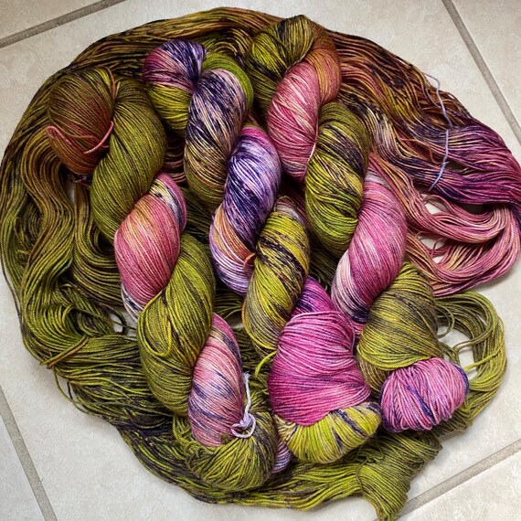 Hand Dyed 4 Ply Yarn | Ready To Ship | Sock Yarn | Superwash | fingering yarn | Speckled Yarn | Wildflower!