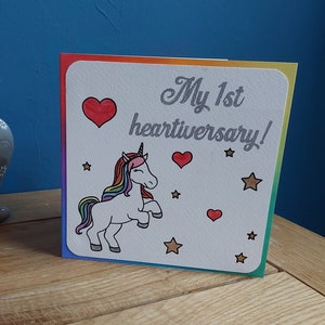 Coeurs et étoiles de licorne - carte du coeur - sensibilisation CHD - rose et violet/arc-en-ciel cadeau parfait pour fille guerrière du coeur