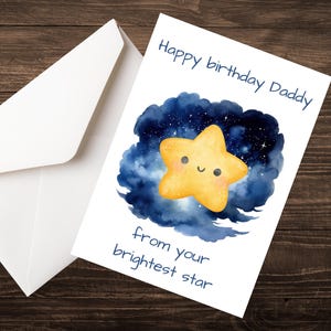 Carte d'anniversaire avec l'étoile la plus brillante pour papa/maman/grand-mère/grand-père en deuil | Carte du souvenir de la perte d'un enfant | Cadeau commémoratif pour une famille en deuil