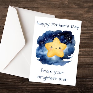Carte de fête des pères étoile la plus brillante pour papa endeuillé | De bébé ange | Carte du souvenir de la perte d'un enfant | Cadeau commémoratif pour un père en deuil