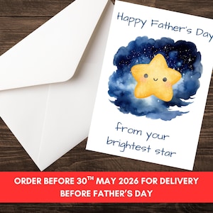Brightest star Father's Day card for bereaved Dad | From angel baby | Remembrance card for loss of child | Memorial gift for grieving father