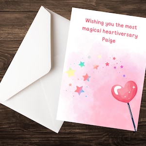Carte de vœux personnalisée - Carte de vœux baguette magique pour petite fille - Cadeau guerrier CHD