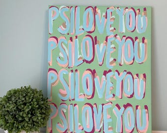 PS. Toile colorée I Love You pour chambre à coucher ou dortoir universitaire