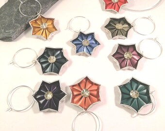 Juego de 9 marcadores de cristal para cápsulas de café, estrellas, diamantes de imitación.