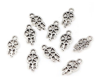 20 pendentifs mini attrape-rêves charms 15 x 7 mm attrape-rêves décoratif argent antique