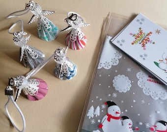 5 colgantes de ángel de la guarda hechos con hermosas cápsulas de café, bolsa de regalo, tarjeta, pequeños obsequios, M-006