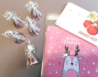 5 colgantes de ángel de la guarda hechos con hermosas cápsulas de café, bolsa de regalo, tarjeta, pequeños obsequios, M-003