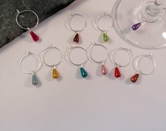 Juego de 10 rotuladores de cristal y cuentas acrílicas en forma de lágrima.