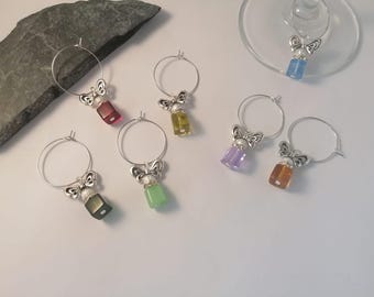 Conjunto de 7 marcadores de vidrio, marcadores de vidrio, vidrio, cuentas acrílicas