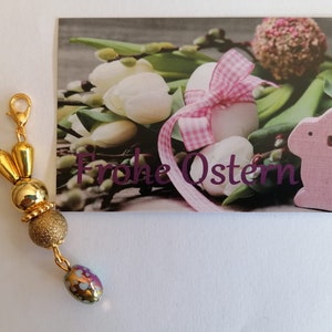 Gold Farben Perlen Hase mit Karte, Ostern, Kleine Geschenke.