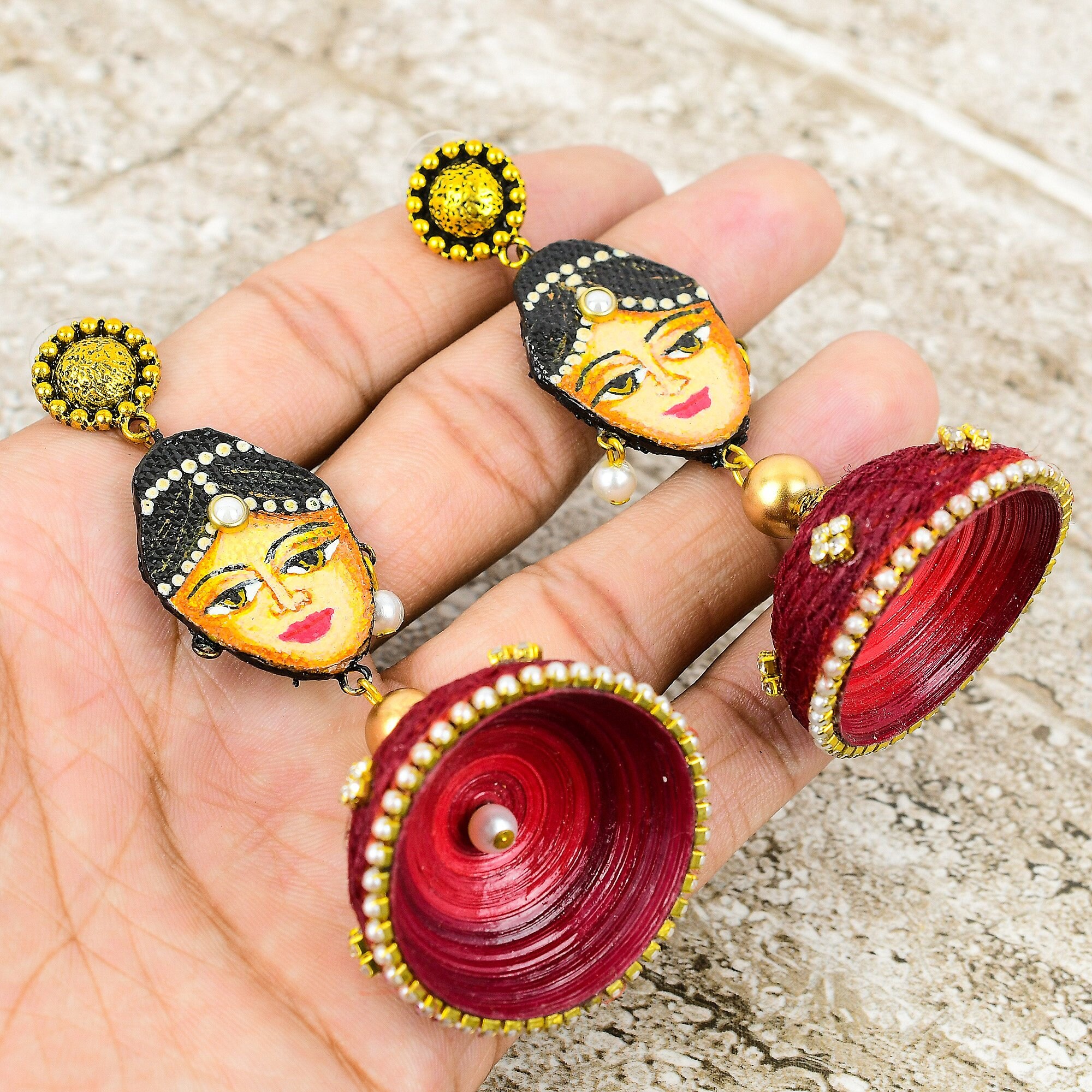 Handmade Terracotta Jhumkas in Gold and Silver – Khushi Handicrafts
