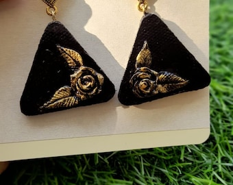customized floral name or any alphabets customized  earrings ,ecofriendly lightweight rose earrings, oxidized pattern earrings,clay earrings