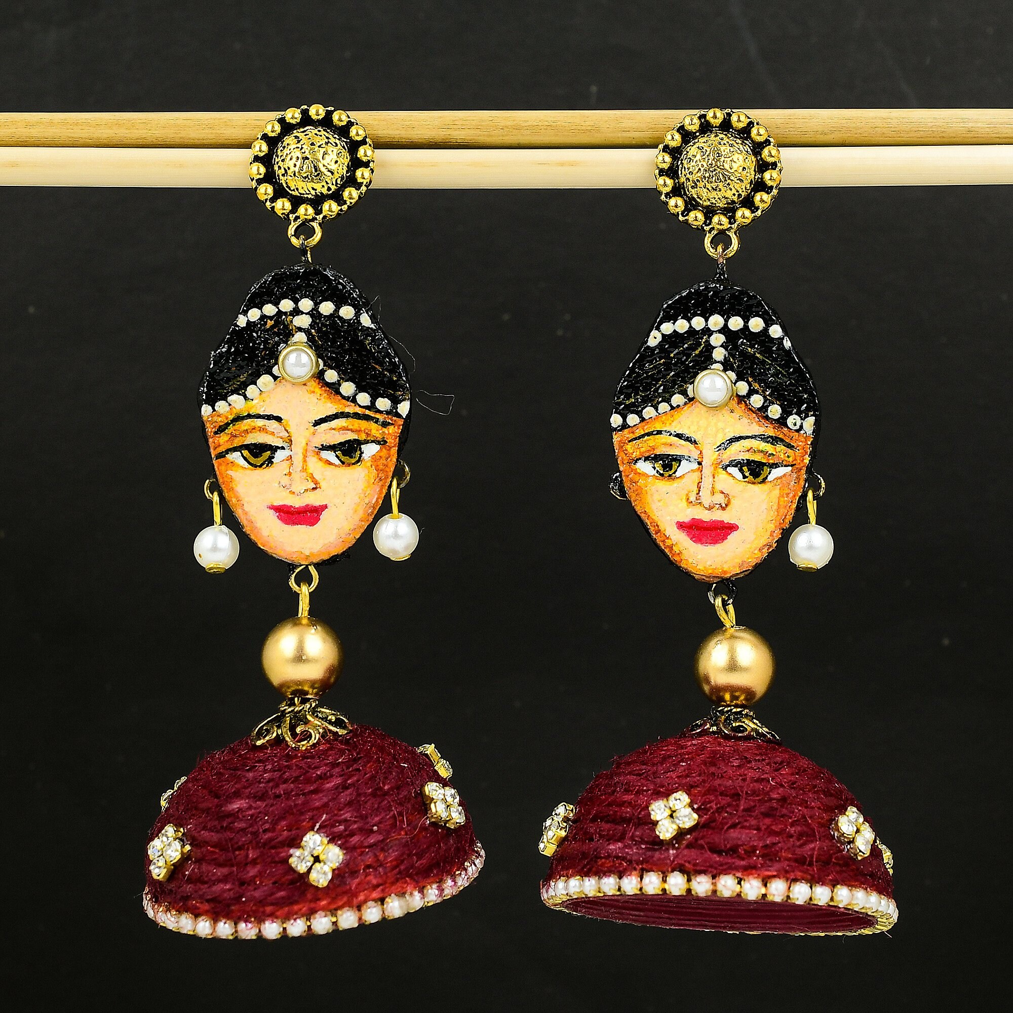 Flipkart.com - Buy TheSolitudeShop Women's Cotton Fabric Stud Earrings with  attached Golden Pearl Fabric Stud Earring Online at Best Prices in India