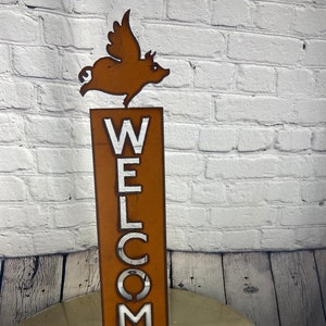 Flying Pig Welcome Sign - Metal