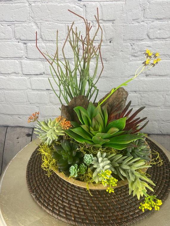 Beaded Bowl succulent arrangement. Etsy