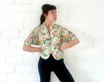 80s Vintage Folklore Blouse Floral