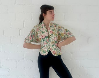 80s Vintage Folklore Blouse Floral