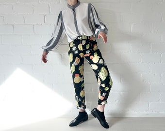 Jaren '90 Vintage Broek Highwaisted Fruitig Patroon Veelkleurig Maat 40