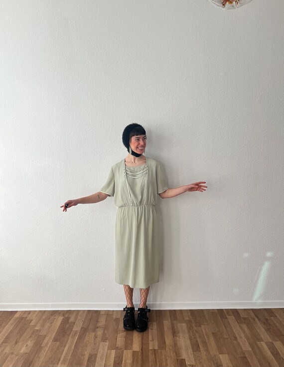 cocktail dress soft mint, pastel toned matte 80s … - image 2