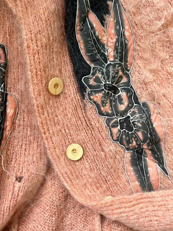 Vintage Mohair Jacket with Floral Motif Patchwork… - image 6