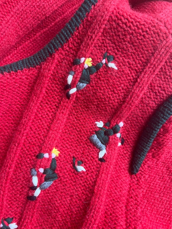 90s Traditional Mountain Jacket Red Wool - Embroi… - image 4