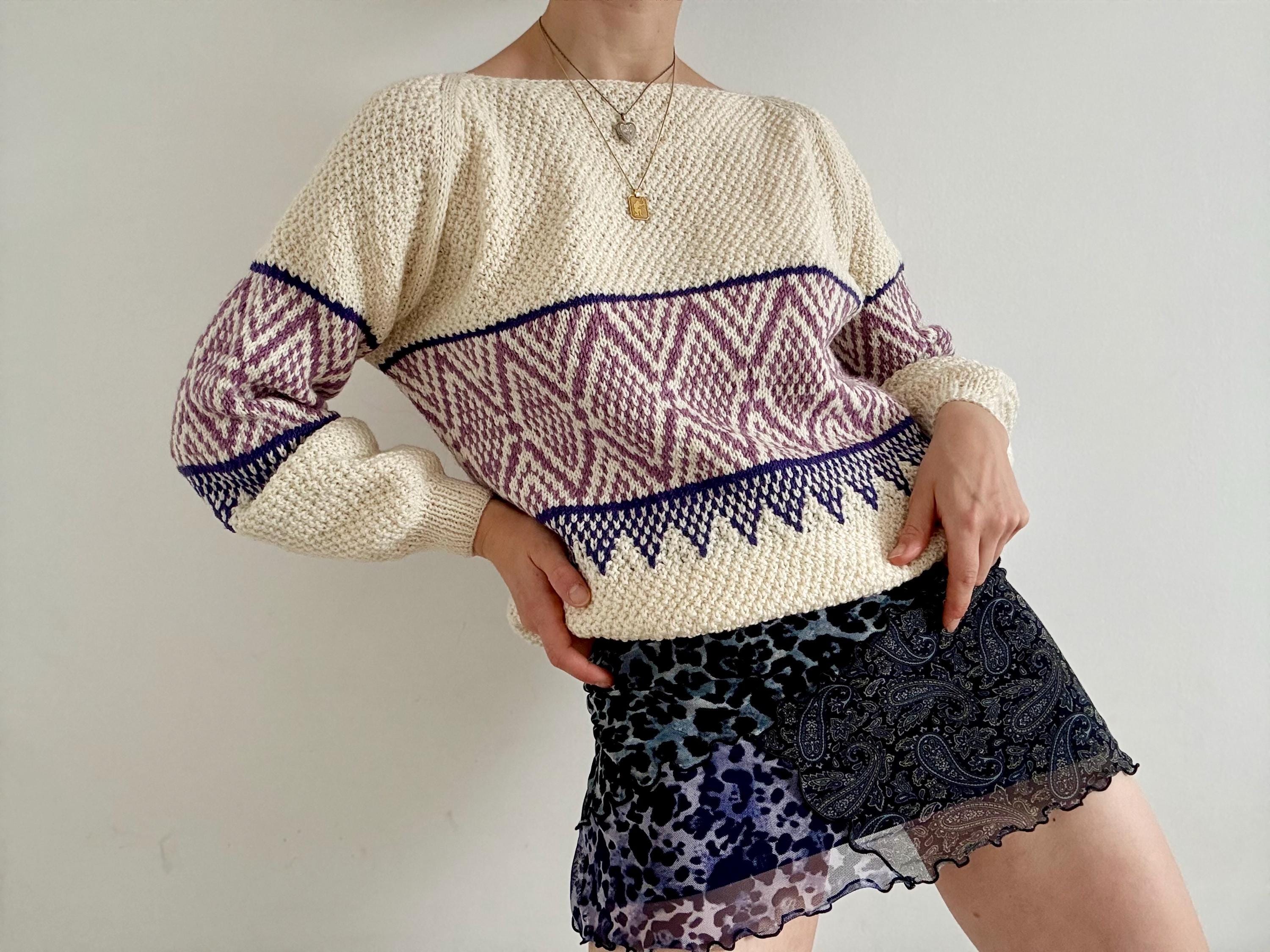 Pull Vintage Norvégien Fair Isle En Laine - Motif Nordique Multicolore - Taille 2XL - Occasion Très Bon état