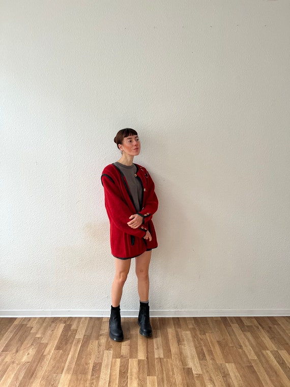 90s Traditional Mountain Jacket Red Wool - Embroi… - image 10